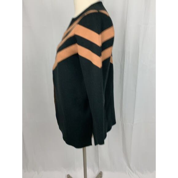 Ava Open Front Chevron Cardigan Sweater Black Tan S - Picture 4 of 10